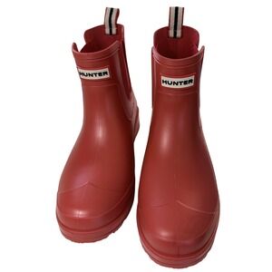 Hunter Original Chelsea Rain Boots Matte Red Waterproof Ankle Booties US 8M